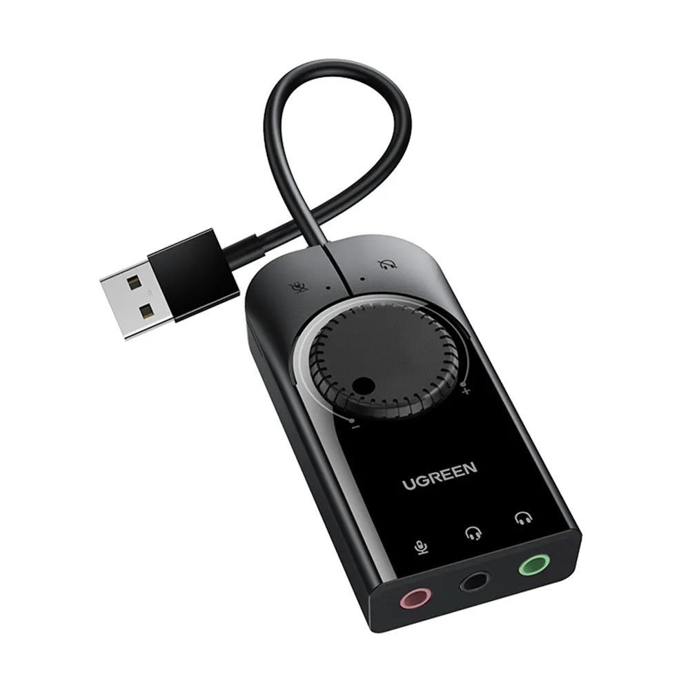 UGREEN CM129 USB External Stereo Sound Card Adapter - 15cm Black