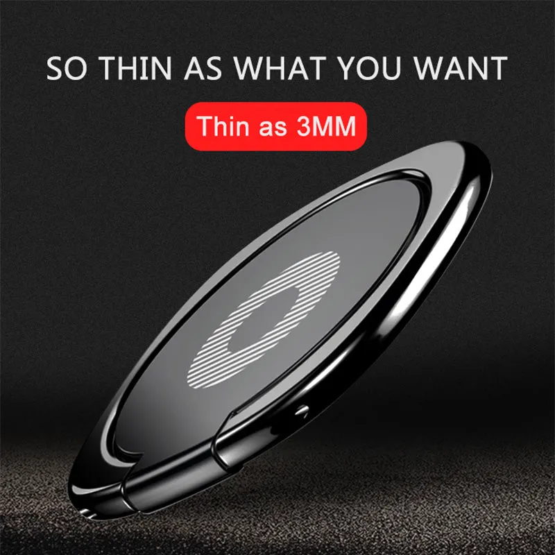 Universal Metal Bracket 360 Flexible Rotation Finger Ring Phone Stand Desktop Stand Gun black