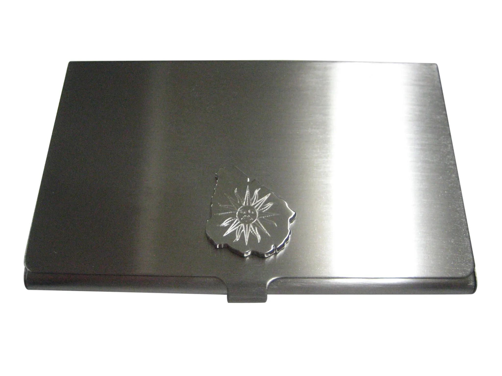 Uruguay Map Shape and Flag Design Business Card Holder