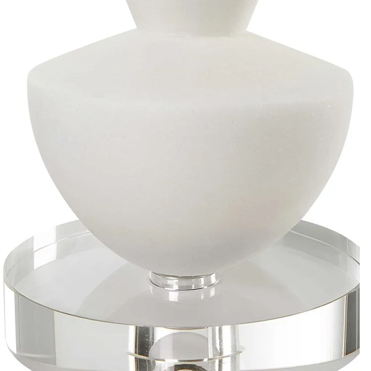 Uttermost Lido Sculptural Ivory Stone and Crystal Set of 2 Candle Holders ~ Candles Included