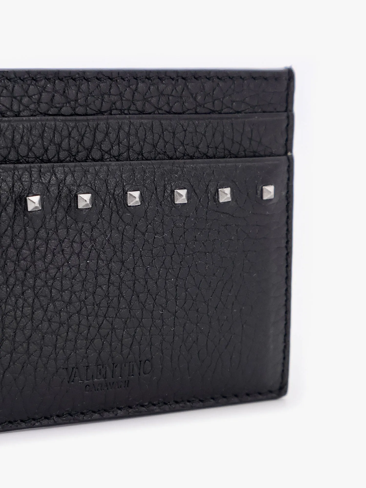 Valentino Garavani Leather Card Holder With Stud Detail