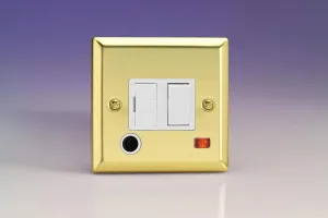 Varilight 1-Gang 13 Amp Switch Fused Spur with Flex Outlet, White Insert Victorian Brass XV6FOW