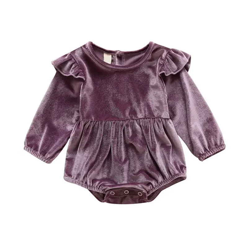 Velvet Long Sleeve Baby Romper