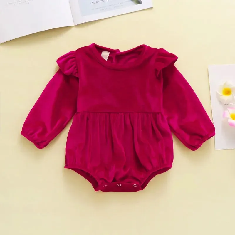 Velvet Long Sleeve Baby Romper