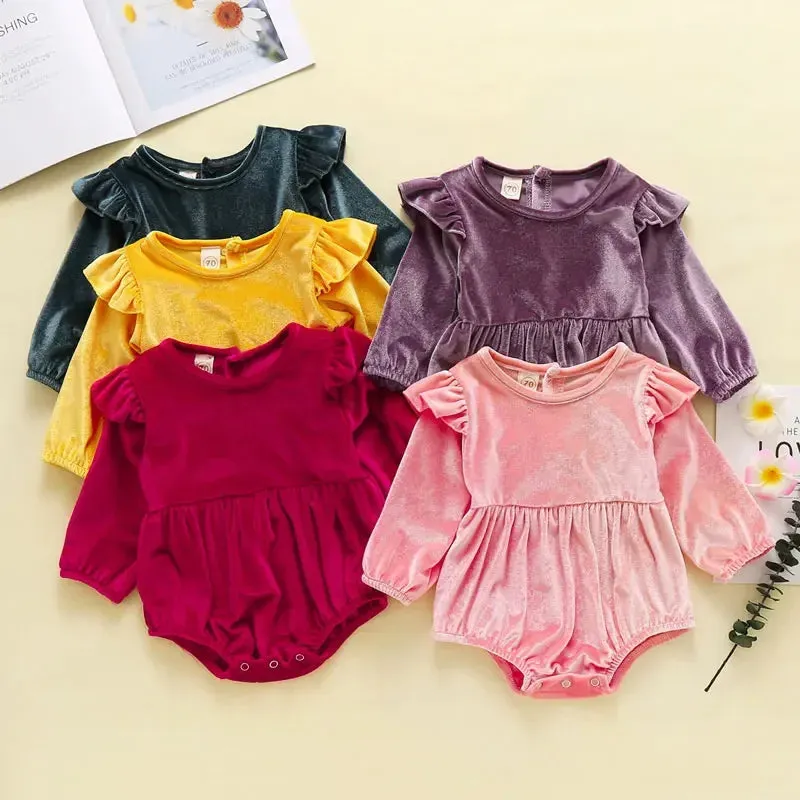 Velvet Long Sleeve Baby Romper
