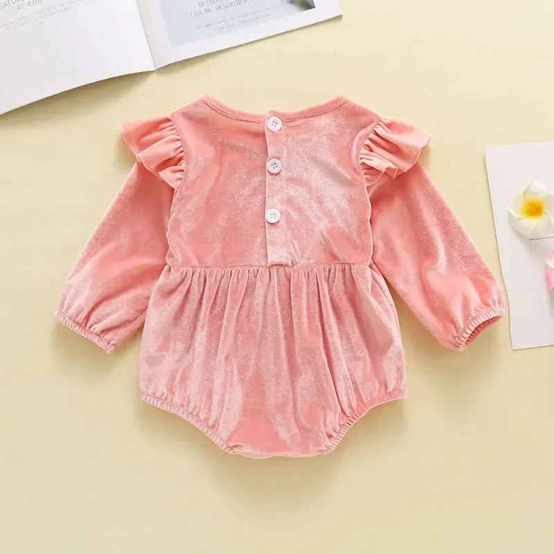 Velvet Long Sleeve Baby Romper