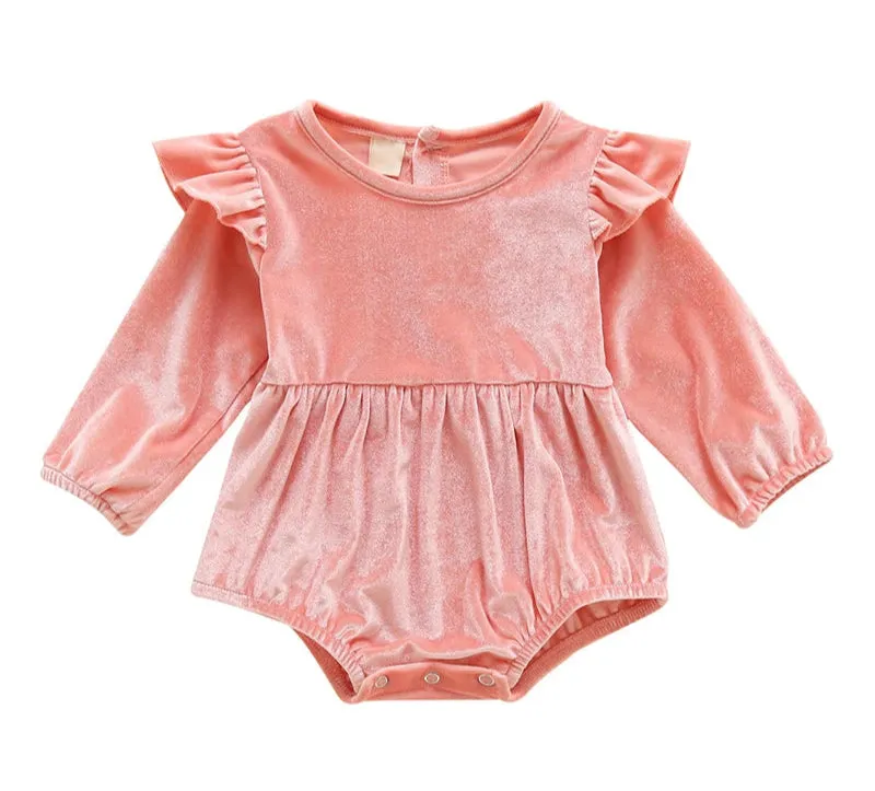 Velvet Long Sleeve Baby Romper