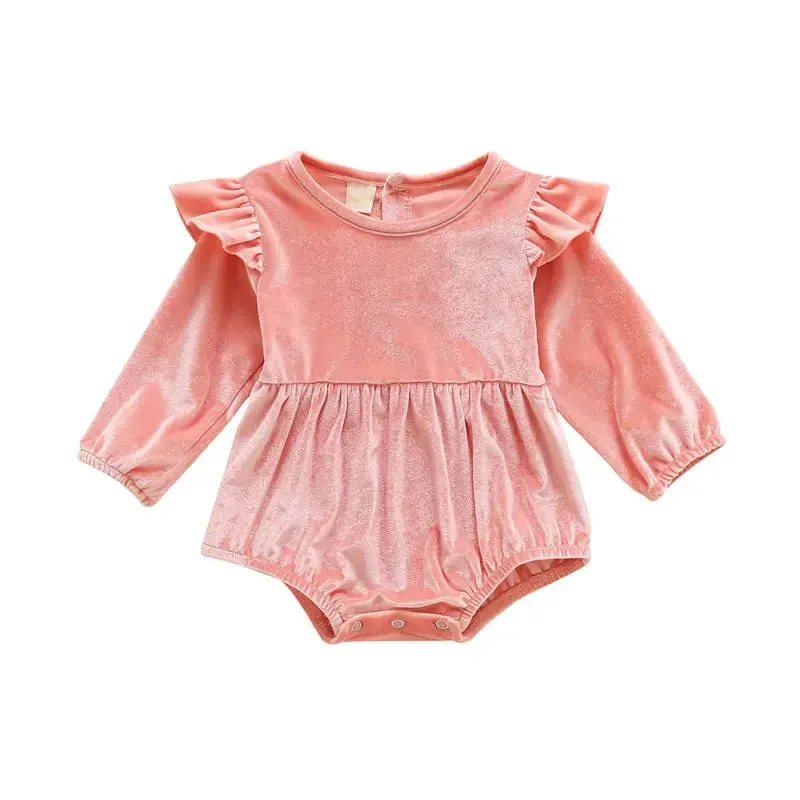 Velvet Long Sleeve Baby Romper