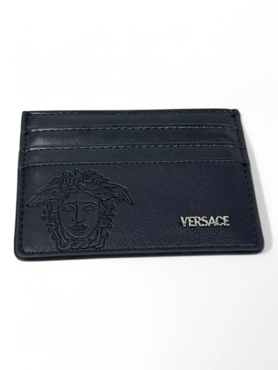 Versace Medusa Leather Card Holder – Black with Signature Logo