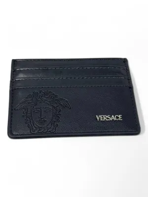 Versace Medusa Leather Card Holder – Black with Signature Logo