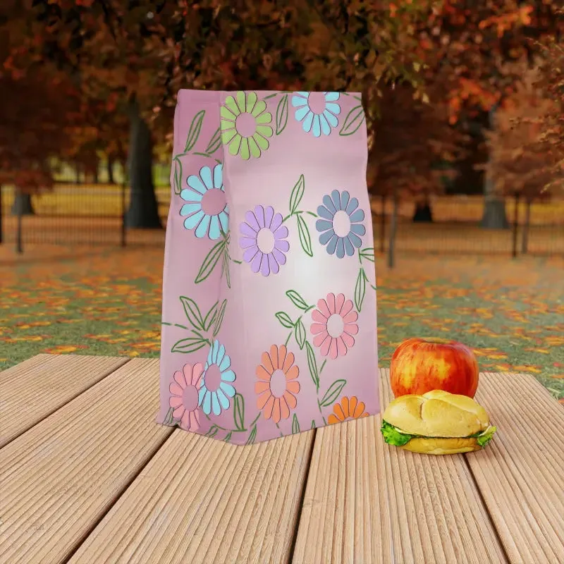 Vibrant Floral Polyester Lunch Bag for Kids and Adults