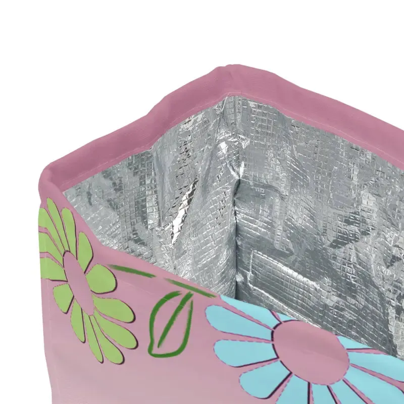 Vibrant Floral Polyester Lunch Bag for Kids and Adults