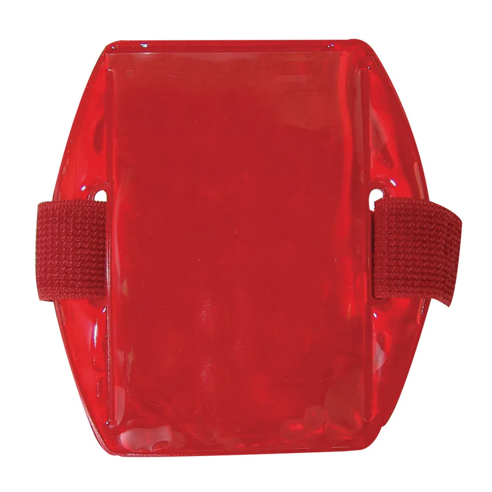 Vinyl Vertical Arm Band Badge Holder, 2.38" x 3.38" - Reflective Red (25/Box)
