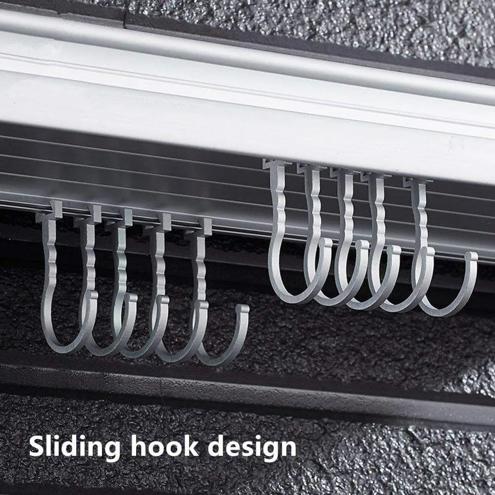 Wall Pot Rack,Wall Hanging Shelf 20 inch Kitchen Cookware Organizer with Pot Hook & Knife Holder & 2 Utensil Cup & Spice Rack & Towel Rack for RV/ Hotel /Restaurant /Bar (Aluminum) By Focipow