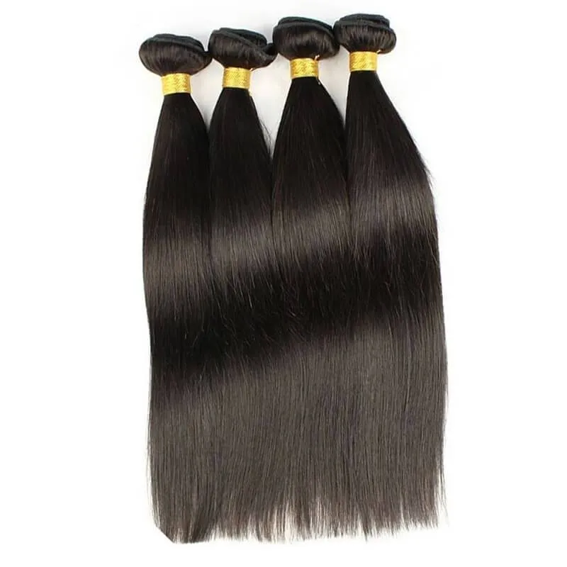 Wavymy Straight Human Hair Weave 4 Bundles with 5x5 Lace Closure