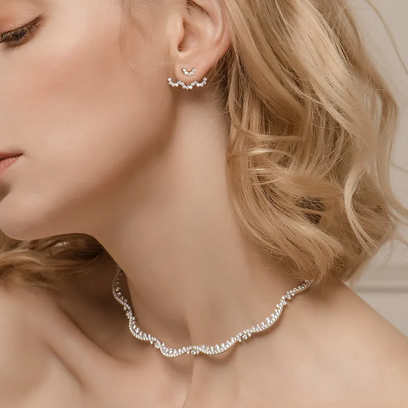 Wedding Lace Silver Detachable Drop Earrings
