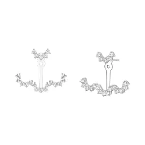 Wedding Lace Silver Detachable Drop Earrings