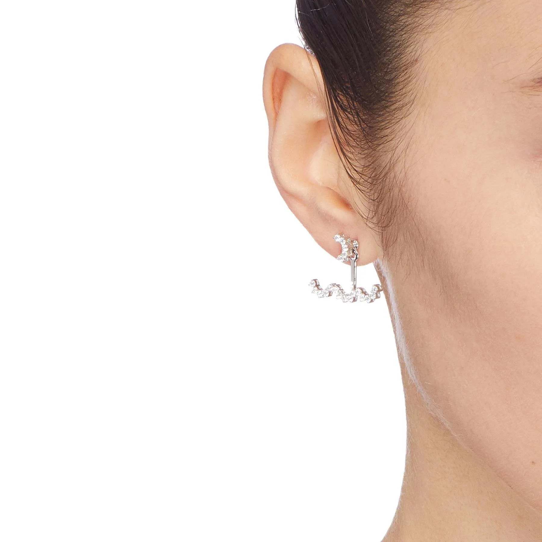 Wedding Lace Silver Detachable Drop Earrings