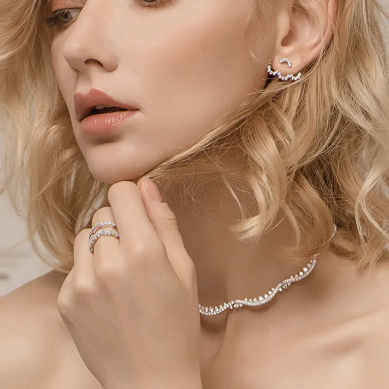 Wedding Lace Silver Detachable Drop Earrings
