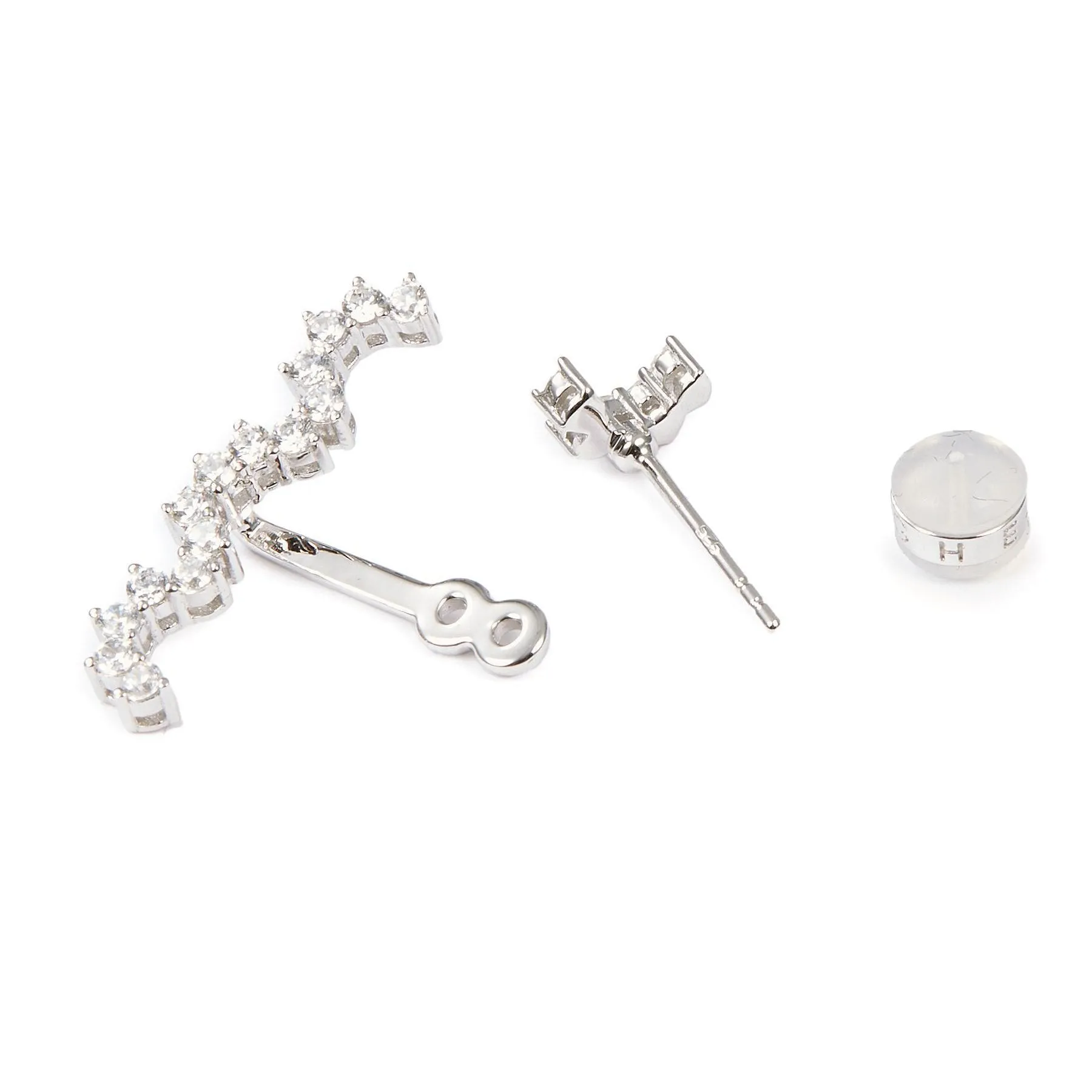 Wedding Lace Silver Detachable Drop Earrings