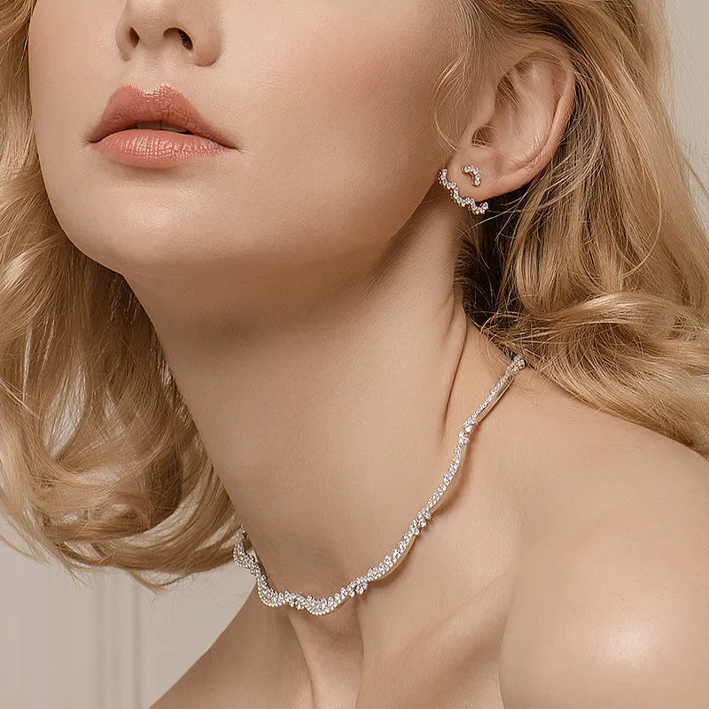 Wedding Lace Silver Detachable Drop Earrings