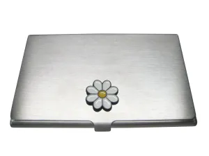 White Toned Daisy Flower Business Card Holder