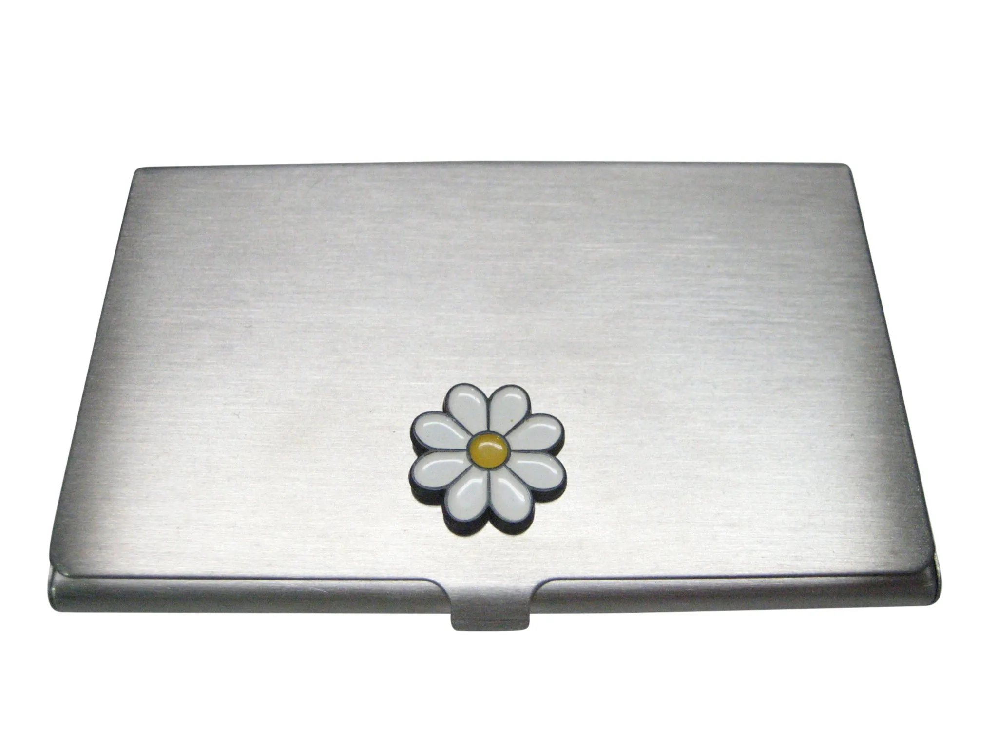 White Toned Daisy Flower Business Card Holder