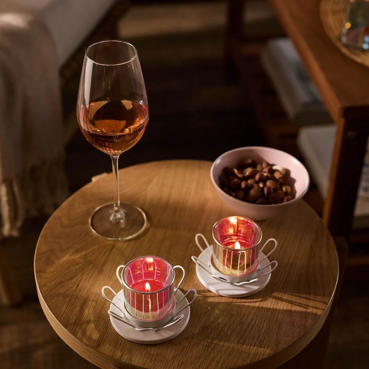 Wire Flower Tealight/Votive Holder Pair