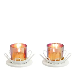 Wire Flower Tealight/Votive Holder Pair