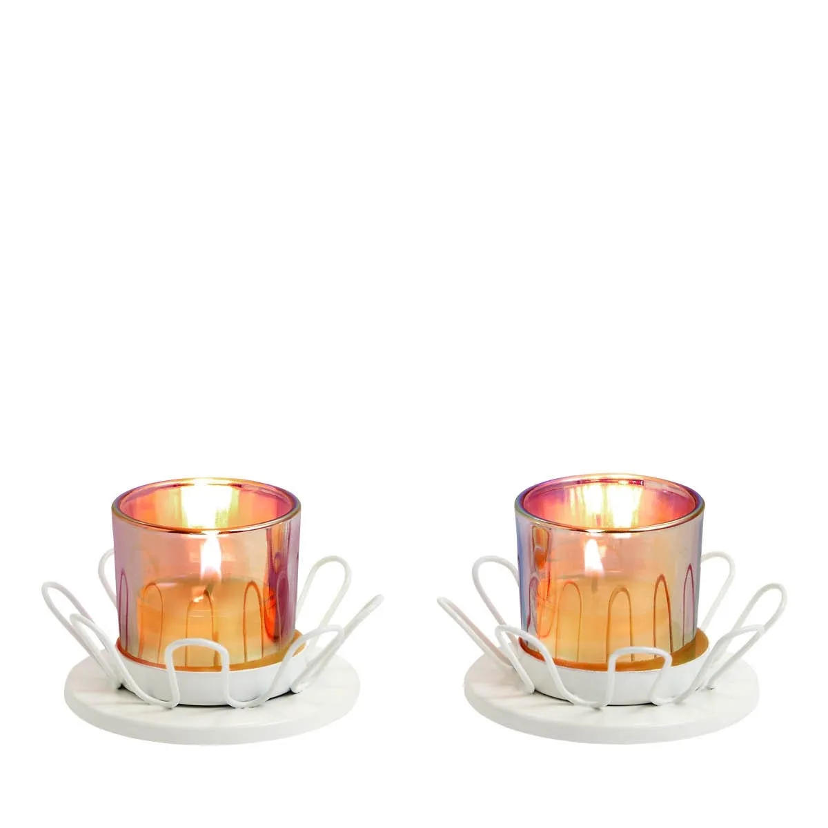 Wire Flower Tealight/Votive Holder Pair