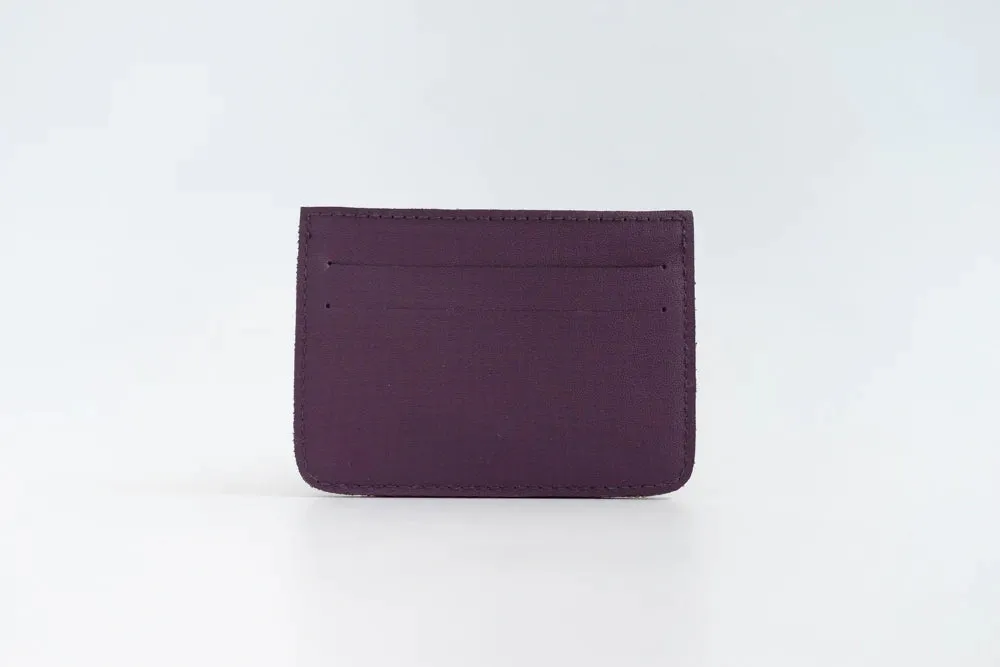 Woven Card Holder - Plum Leather
