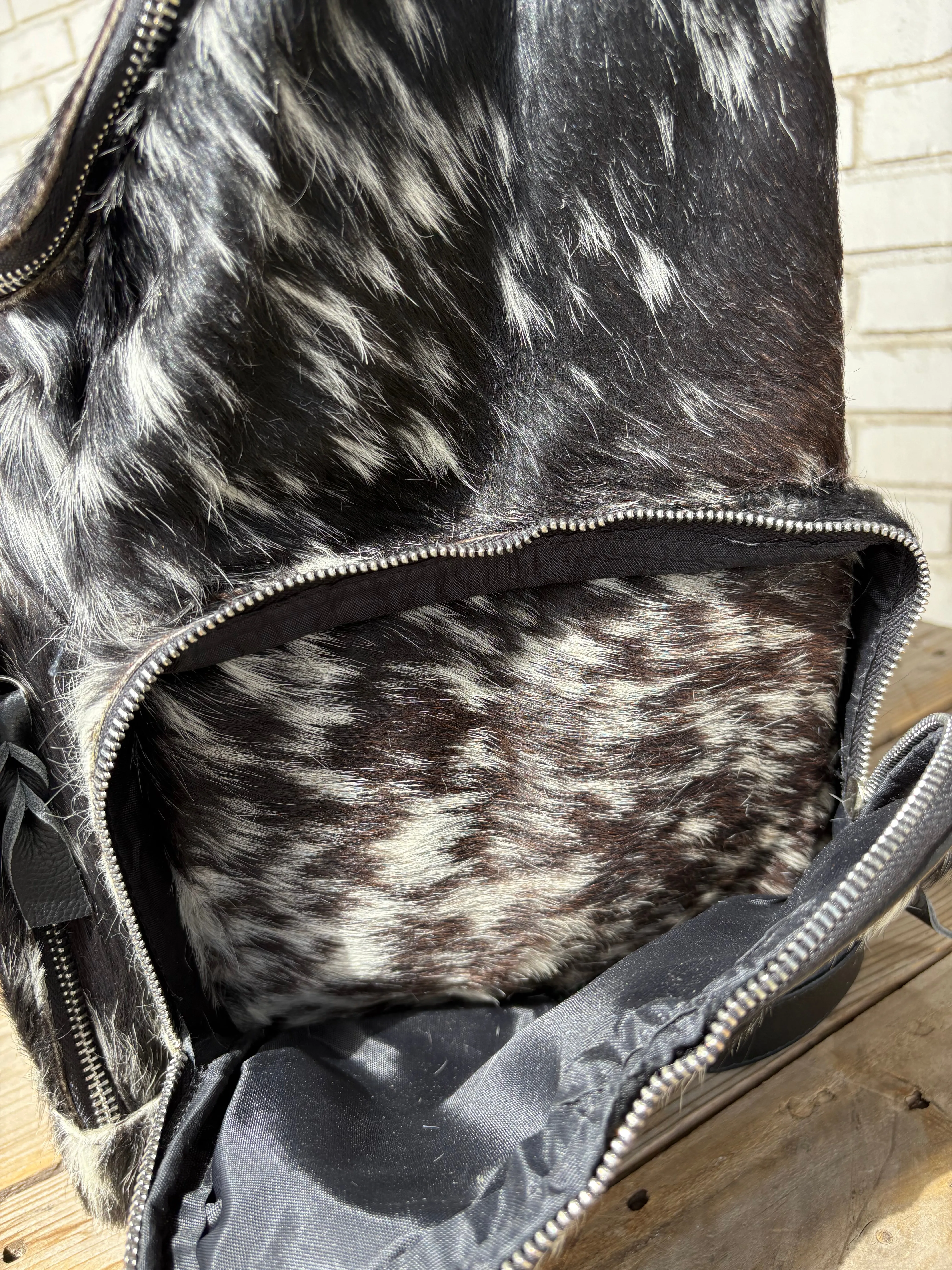 XL Cowhide   Black Leather Backpack