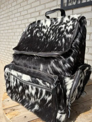 XL Cowhide   Black Leather Backpack