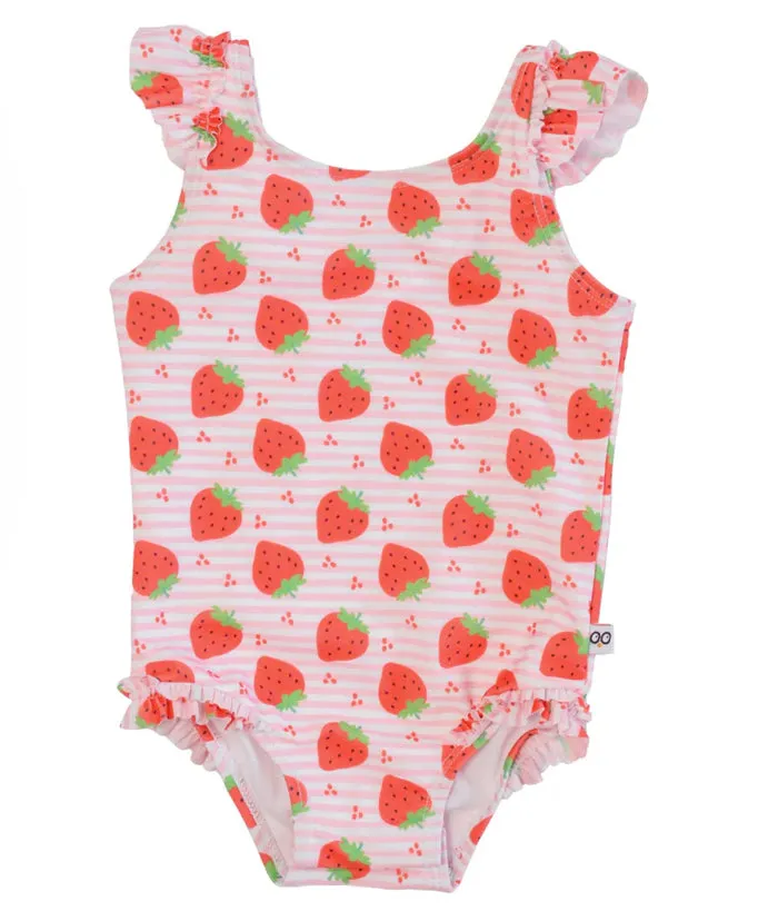 Zoocchini - Ruffled One Piece Swimsuit - Strawberry